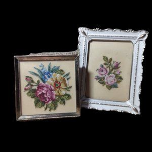 Vintage Cross Stitch Sampler Framed x 2